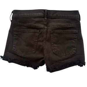 Express Black Size 2 SUPERSOFT SHORTIE MID RISE STRETCH frayed hem denim shorts